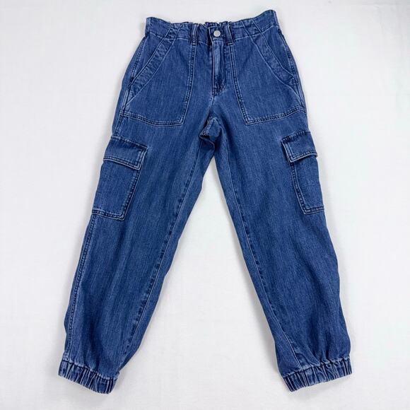 J Crew Factory Lightweight Drapey Cargo Jogger Jean Size 27 Petite Med Blue Wash - Picture 4 of 15